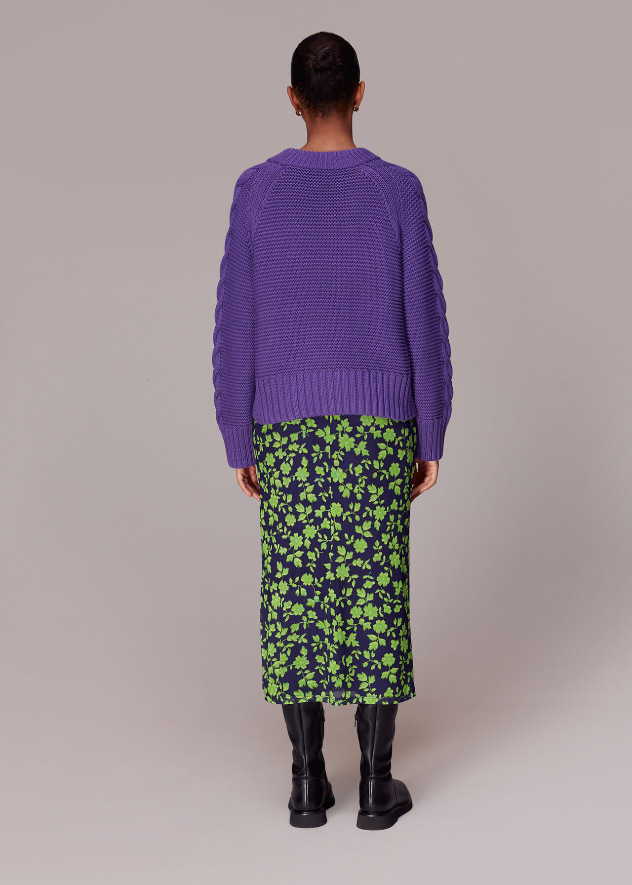 Linear Floral Bias Mesh Skirt